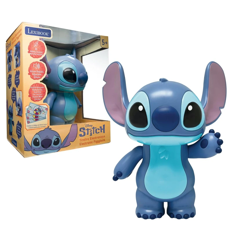 LEXIBOOK, Disney Stitch, Stitch Electronic Piggy Bank, Blue, JG140DLXB