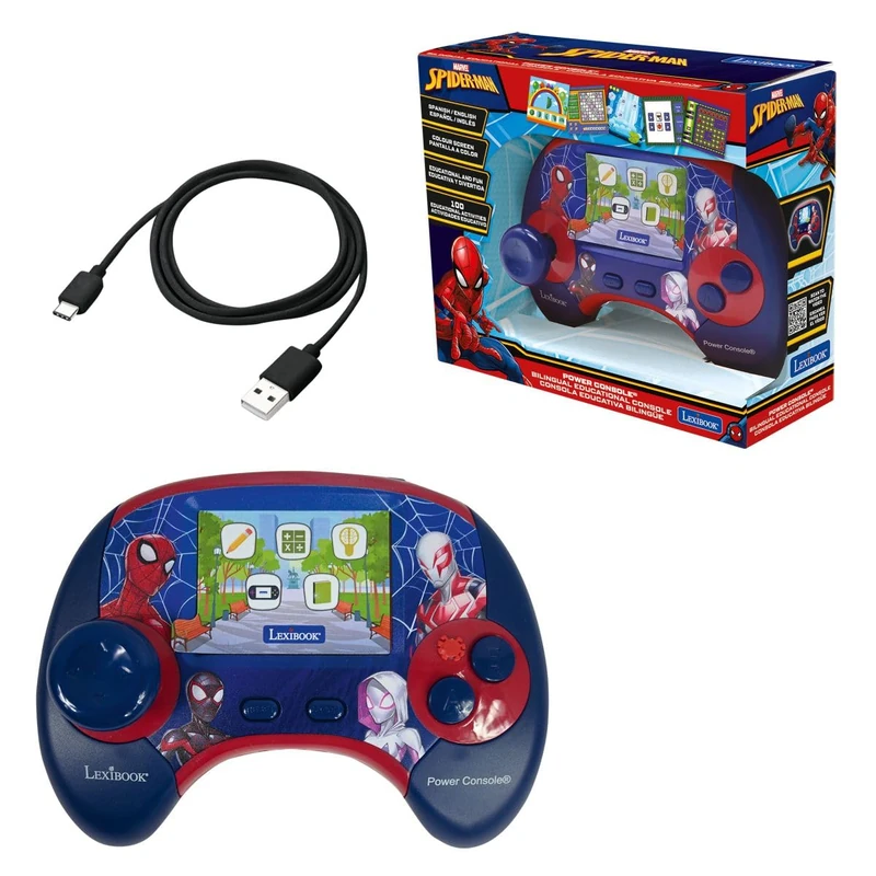 LEXIBOOK - Spiderman - Power Console®, Bilingual Spanish/English educational game console with 100 activities, JCG100SPi2LXB - Image 1