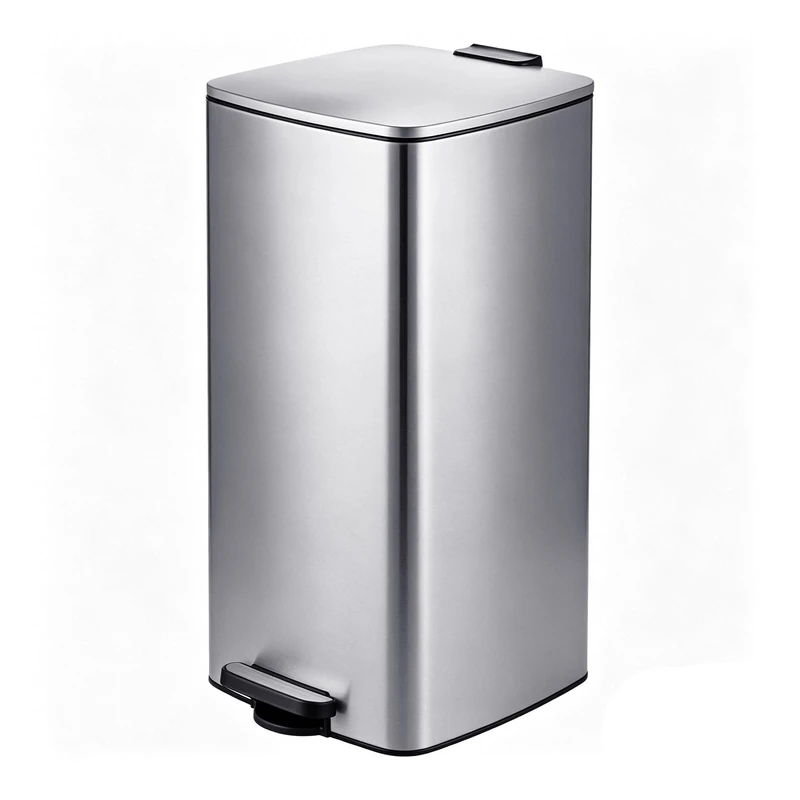 Relaxdays pedal bin, 60 litres, kitchen, removable inner bin, silver