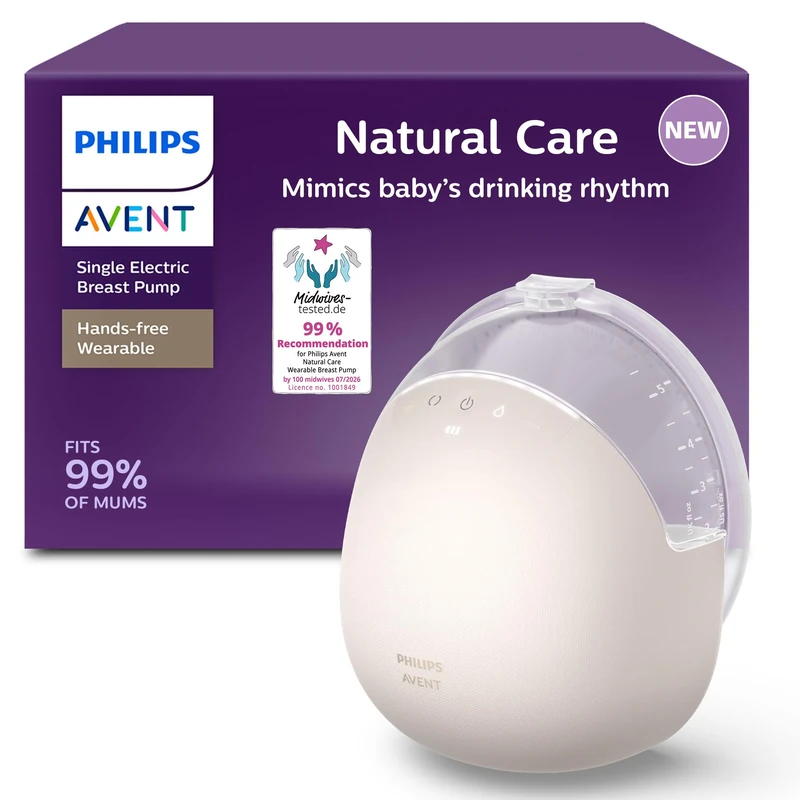 Philips Avent Natural Care Hands-Free Wearable Electric Breast Pump − Mimics Baby's Drinking Rhythm, SkinSense Breast Shield for Ultimate Comfort, SCF494/11