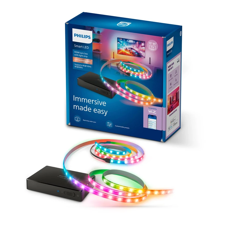 Philips Smart Lighting HDMI 2.1 Sync Box 8K with TV Backlight 75"-85", RGBIC LED Strip, Ultra-Fast Refresh Rate, Customizable Light, Easy Install, TV, Movies, Gaming, HDMI Input Required - Image 1
