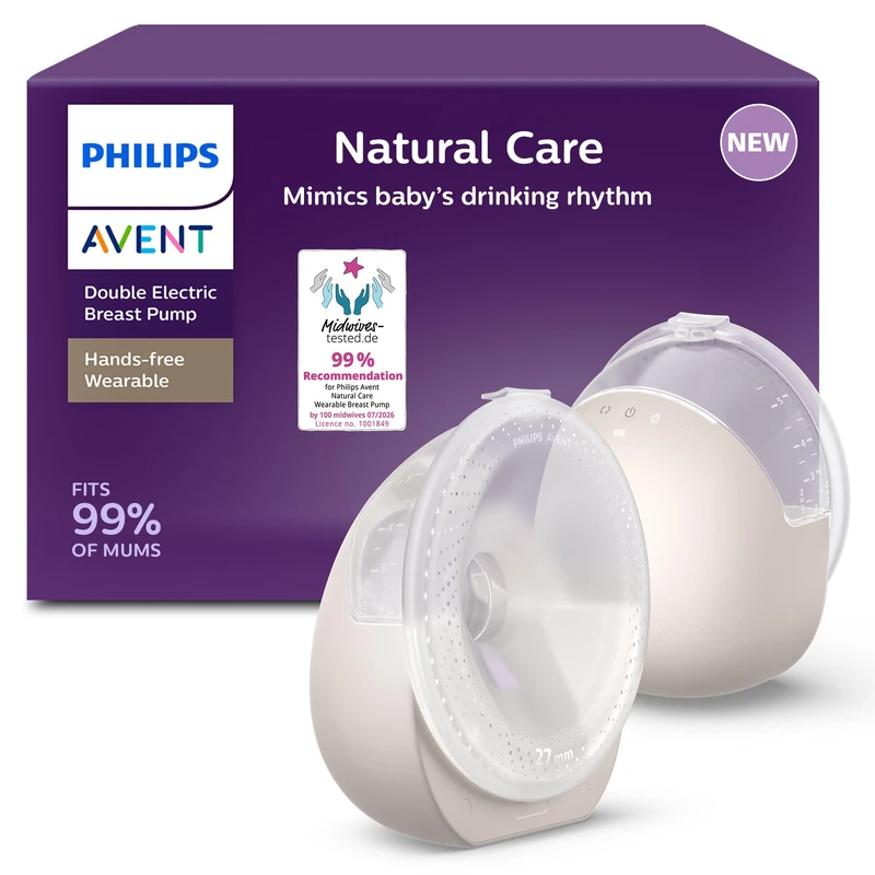 Philips Avent Natural Care Hands-Free Wearable Double Electric Breast Pump − Mimics Baby's Drinking Rhythm, SkinSense Breast Shield for Ultimate Comfort, Hospital-Strength Pump, Model SCF495/11