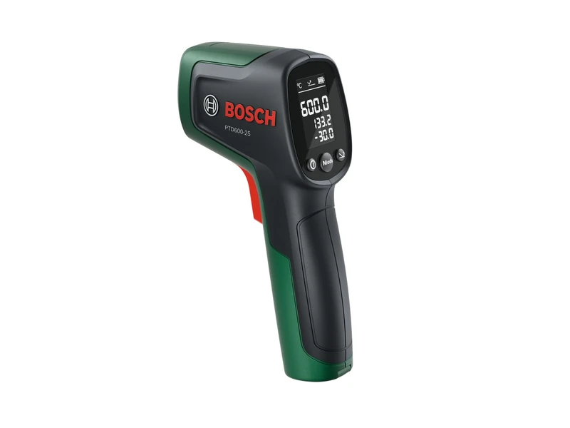 Bosch Infrared Thermometer PTD600-25 (-30°C to +600°C, 3 Emissivity Modes, Laser Pointer, Backlit Display, Compact and Lightweight)