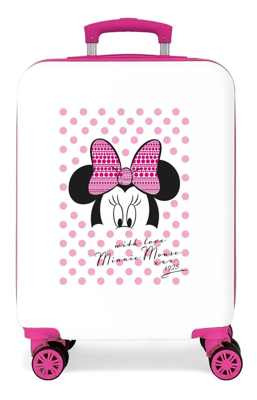 Joumma Disney Mickey & Minnie Luggage Cabin Suitcase White 38 x 55 x 20 cm Hard ABS Combination Lock Side 34L 2.6 kg 4 Wheels Double Carry-on Luggage - Image 1