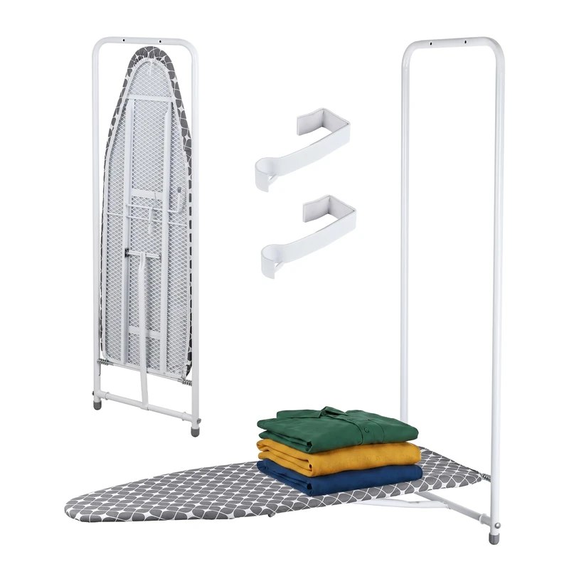 Relaxdays Over-the-Door Ironing Board, 108.5 x 43 cm, fold-away, space-saving for small flats, white/grey