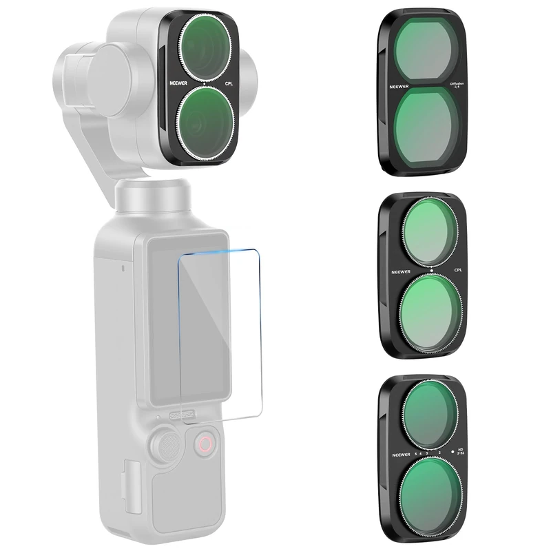 NEEWER ND Filter Set Compatible with DJI Osmo Pocket 4P Only, Variable Neutral Density (ND2-32) + CPL + 1/4 Black Diffusion Gimbal Camera Lens Filter Screen Protector Photography Accessories Kit
