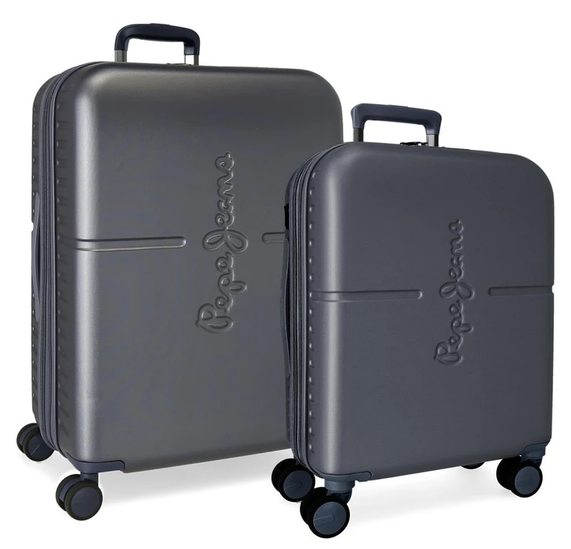 Pepe Jeans Highlight Suitcase Set Blue 55/70 cm Rigid ABS Integrated TSA Closure 116L 6.8 kg 4 Wheels Double Hand Luggage by Joumma Bags