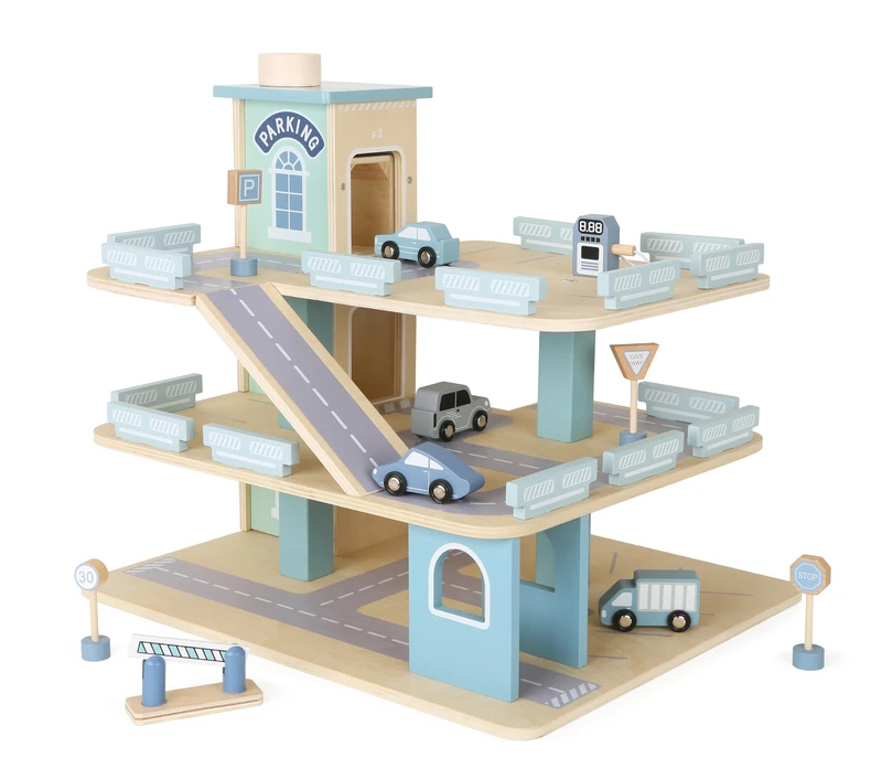 Bayer Chic 2000 - Large Wooden Car Park for Children - Car Parking Garage - Garage with Accessories, Play Garage with Lift - Image 1