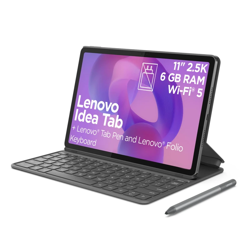 Lenovo Idea Tab Tablet | Display 11" 2.5K (2560x1600) | 90Hz | MediaTek Dimensity 6300 | RAM 6GB | Storage 128GB | WiFi 5 | Android 15 | Folio Keyboard + Tab Pen Included | Luna Grey