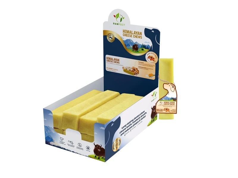Pawfect Himalayan Yak Dog Chews with Turmeric & Ashwagandha - Natural Ingredients - Plaque Off and Tartar Control - High-Protein Dog Treats - Pack of 10 Chews for Large Dogs (1400g/49.38)