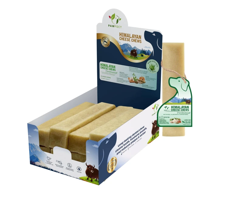Pawfect Dentamust Himalayan Yak Chews with Aloe, Honey & Green Tea - Long Lasting Dog Chews with Superfoods - Multifunctional Dog Treats - Pack of 10 Chews for Large Dogs (1400g/49.38oz)