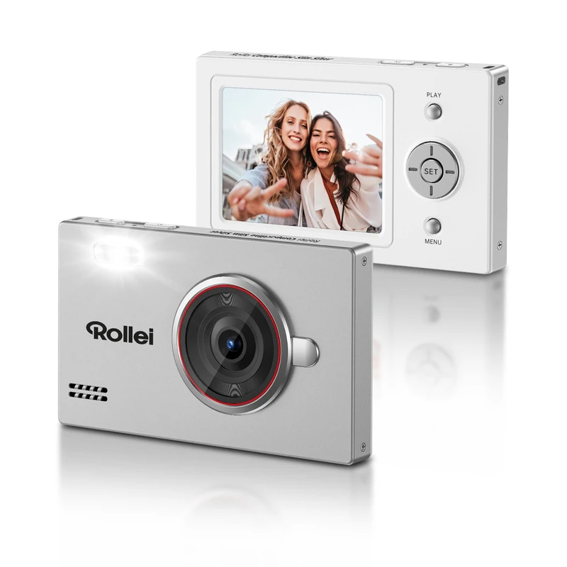 Rollei Compactline Slim Silver Digital Camera 80MP 4K Photo Camera with Smile Detection Ultra Thin Camera Portable Compact Camera for Teens Beginners Digital Camera Digicam - Image 1