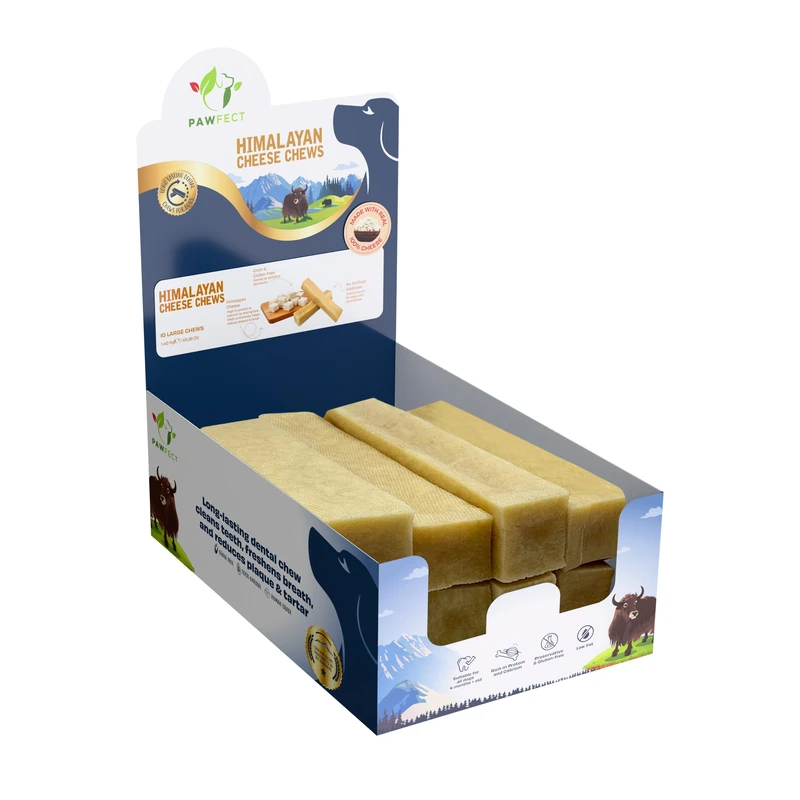 Pawfect Himalayan Yak Cheese Chews for Dogs - All Natural, Long-Lasting - Rich in Protein & Calcium - Daily Dental Treat - Plaque Off & Tartar Control - Pack of 10 Chews for Large Dogs (1400g/49.38oz)