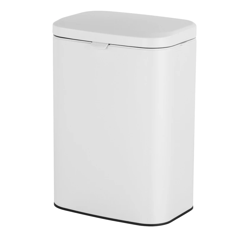Relaxdays Wall-mounted bin, 8 l, hook-on/adhesive, inner bin, metal, white