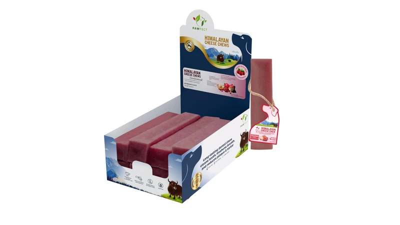 Pawfect Dentamust Himalayan Yak Dog Chews with Cranberry & Pomegranate - Long-Lasting Dog Chews with Superfoods - High-Protein Dog Treats - Pack of 20 Chews for Medium Dogs (1300g/45.85oz)