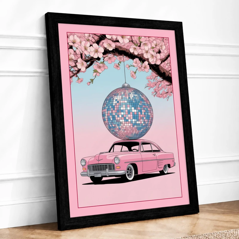 Cherry Blossom Dreaming Maximalist Framed Wall Art Print A1 (84.1×59.4cm) Black, Wall Decor for Living Room, Bedroom, Office & Home, Ready to Hang, Art Gift - Image 1