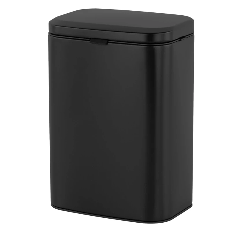 Relaxdays Wall-mounted bin, 8 l, hook-on/adhesive, black