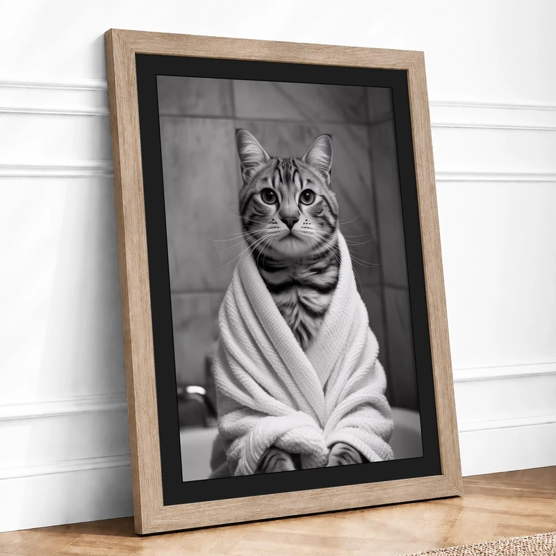 Portrait in White Minimalist Framed Wall Art Print A1 (84.1×59.4cm) Oak, Wall Decor for Living Room, Bedroom, Office & Home, Ready to Hang, Art Gift