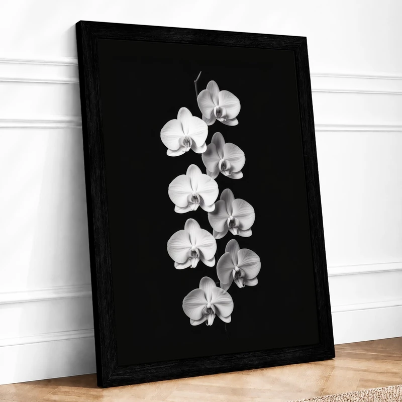 Orchids in Shadow Botanical Framed Wall Art Print A1 (84.1×59.4cm) Black, Wall Decor for Living Room, Bedroom, Office & Home, Ready to Hang, Art Gift - Image 1
