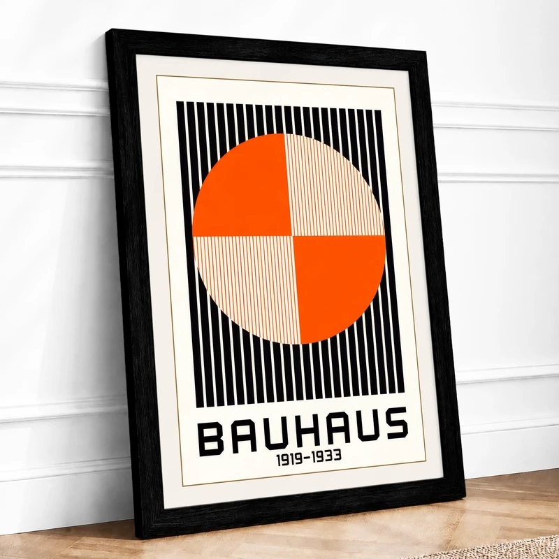Bauhaus Circle Geometric Framed Wall Art Print A1 (84.1×59.4cm) Black, Wall Decor for Living Room, Bedroom, Office & Home, Ready to Hang, Art Gift