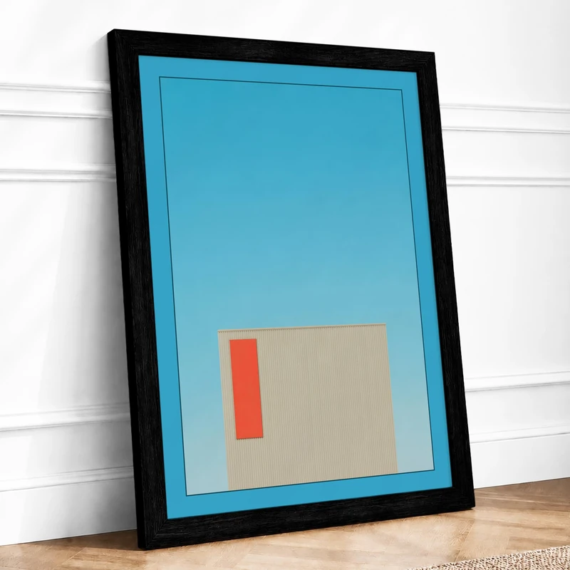 Forms in Blue Minimalist Framed Wall Art Print A1 (84.1×59.4cm) Black, Wall Decor for Living Room, Bedroom, Office & Home, Ready to Hang, Art Gift - Image 1