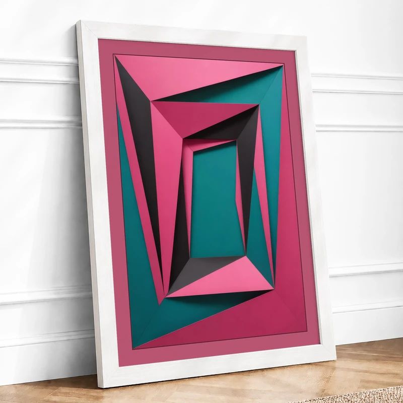 Nested Geometry Geometric Framed Wall Art Print A1 (84.1×59.4cm) White, Wall Decor for Living Room, Bedroom, Office & Home, Ready to Hang, Art Gift - Image 1