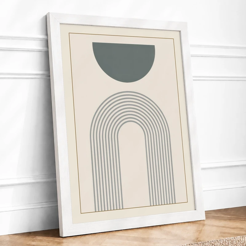 Arch and Balance Minimalist Framed Wall Art Print A1 (84.1×59.4cm) White, Wall Decor for Living Room, Bedroom, Office & Home, Ready to Hang, Art Gift - Image 1