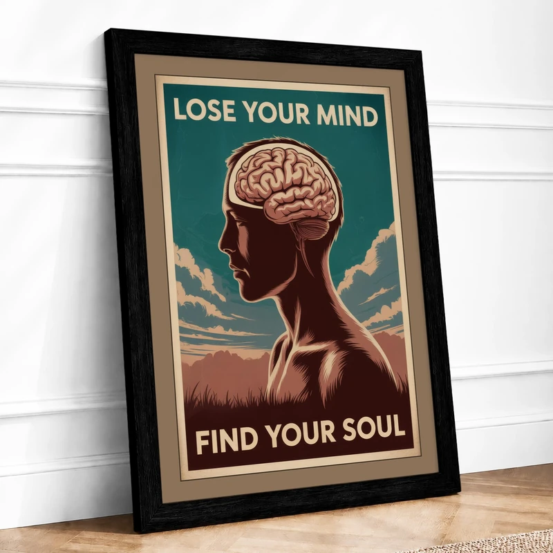 Lose Your Mind Vintage Framed Wall Art Print A1 (84.1×59.4cm) Black, Wall Decor for Living Room, Bedroom, Office & Home, Ready to Hang, Art Gift - Image 1