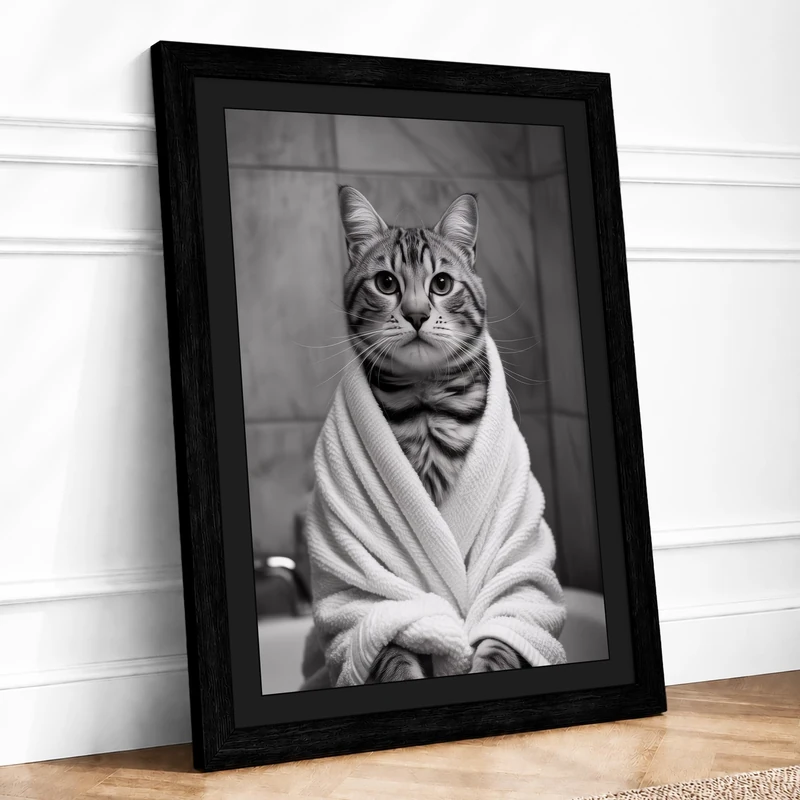 Portrait in White Minimalist Framed Wall Art Print A1 (84.1×59.4cm) Black, Wall Decor for Living Room, Bedroom, Office & Home, Ready to Hang, Art Gift