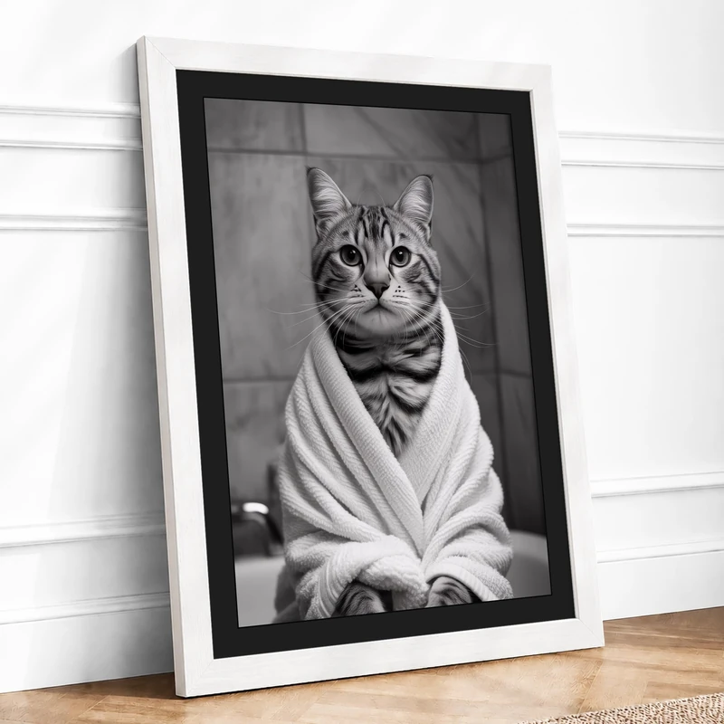 Portrait in White Minimalist Framed Wall Art Print A1 (84.1×59.4cm) White, Wall Decor for Living Room, Bedroom, Office & Home, Ready to Hang, Art Gift