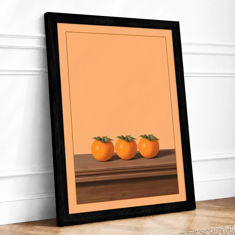 Three Oranges Minimalist Framed Wall Art Print A1 (84.1×59.4cm) Black, Wall Decor for Living Room, Bedroom, Office & Home, Ready to Hang, Art Gift - Image 1