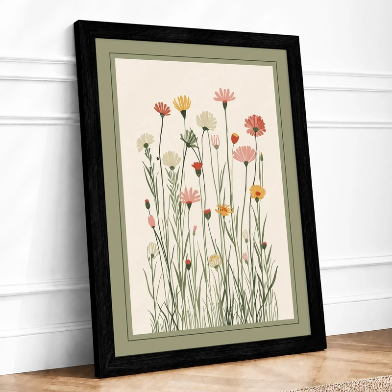 Wildflower Study Botanical Framed Wall Art Print A1 (84.1×59.4cm) Black, Wall Decor for Living Room, Bedroom, Office & Home, Ready to Hang, Art Gift - Image 1