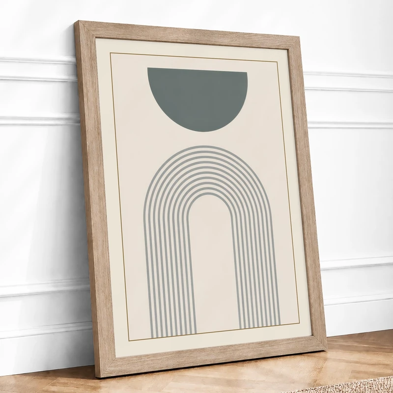 Arch and Balance Minimalist Framed Wall Art Print A1 (84.1×59.4cm) Oak, Wall Decor for Living Room, Bedroom, Office & Home, Ready to Hang, Art Gift