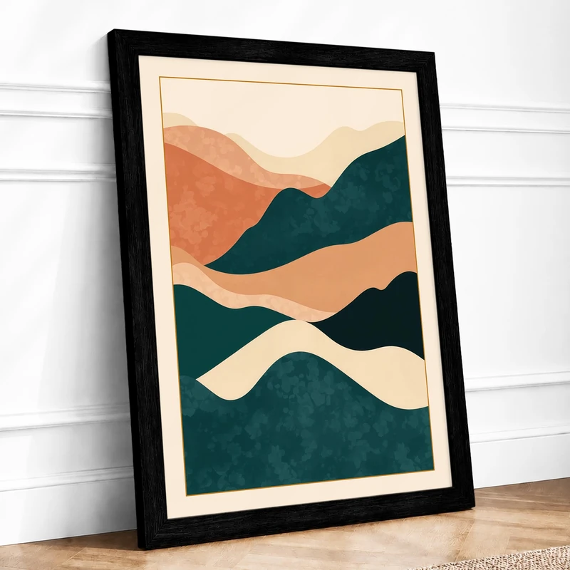 Peaceful Horizons Minimalist Framed Wall Art Print A1 (84.1×59.4cm) Black, Wall Decor for Living Room, Bedroom, Office & Home, Ready to Hang, Art Gift