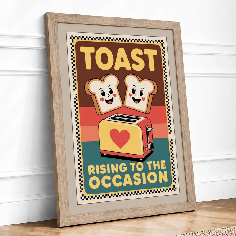 Rising to the Occasion Retro Framed Wall Art Print A1 (84.1×59.4cm) Oak, Wall Decor for Living Room, Bedroom, Office & Home, Ready to Hang, Art Gift