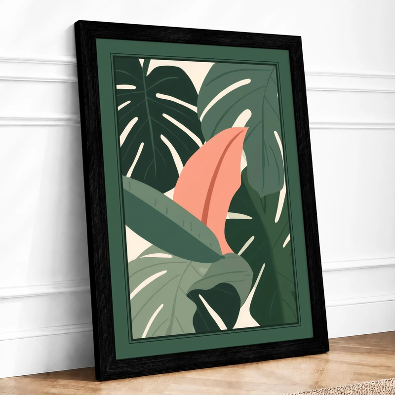 Figure in Repose Tropical Framed Wall Art Print A1 (84.1×59.4cm) Black, Wall Decor for Living Room, Bedroom, Office & Home, Ready to Hang, Art Gift - Image 1