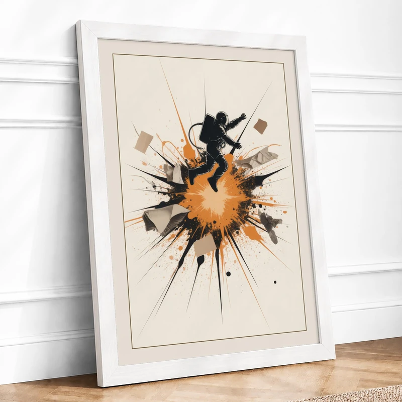Burst of Light Abstract Framed Wall Art Print A1 (84.1×59.4cm) White, Wall Decor for Living Room, Bedroom, Office & Home, Ready to Hang, Art Gift - Image 1