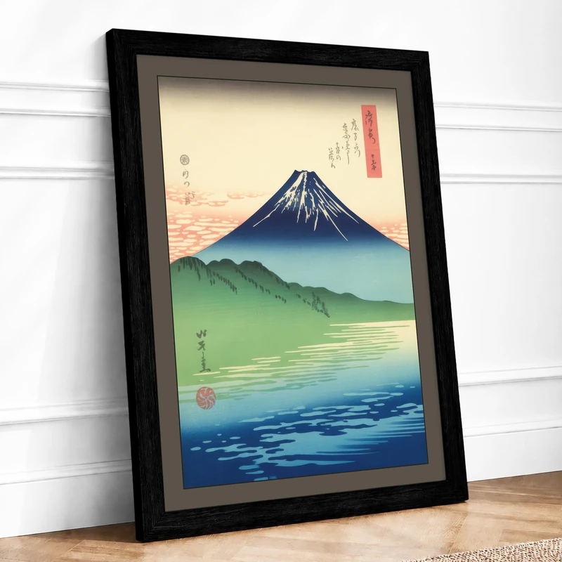Mount Fuji in Mist Japandi Framed Wall Art Print A1 (84.1×59.4cm) Black, Wall Decor for Living Room, Bedroom, Office & Home, Ready to Hang, Art Gift - Image 1