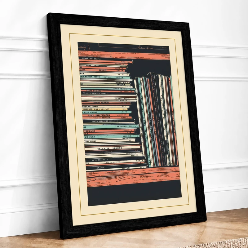 CD Collection Archive Retro Framed Wall Art Print A1 (84.1×59.4cm) Black, Wall Decor for Living Room, Bedroom, Office & Home, Ready to Hang, Art Gift