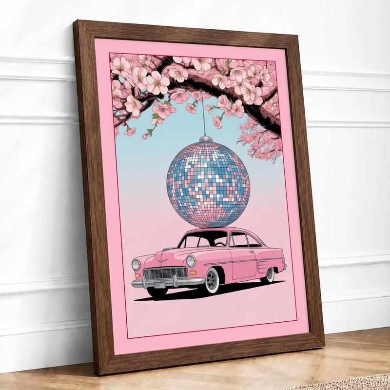 Cherry Blossom Dreaming Maximalist Framed Wall Art Print A1 (84.1×59.4cm) Walnut, Wall Decor for Living Room, Bedroom, Office & Home, Ready to Hang, Art Gift