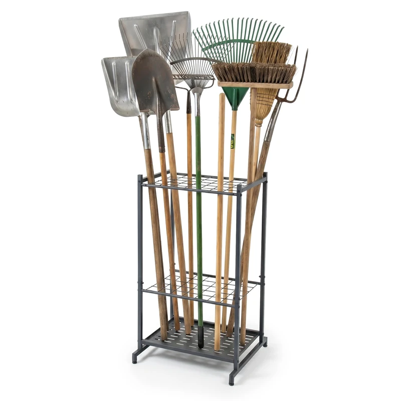 Relaxdays garden tool rack, holds 35 tools, garage, shed, anthracite
