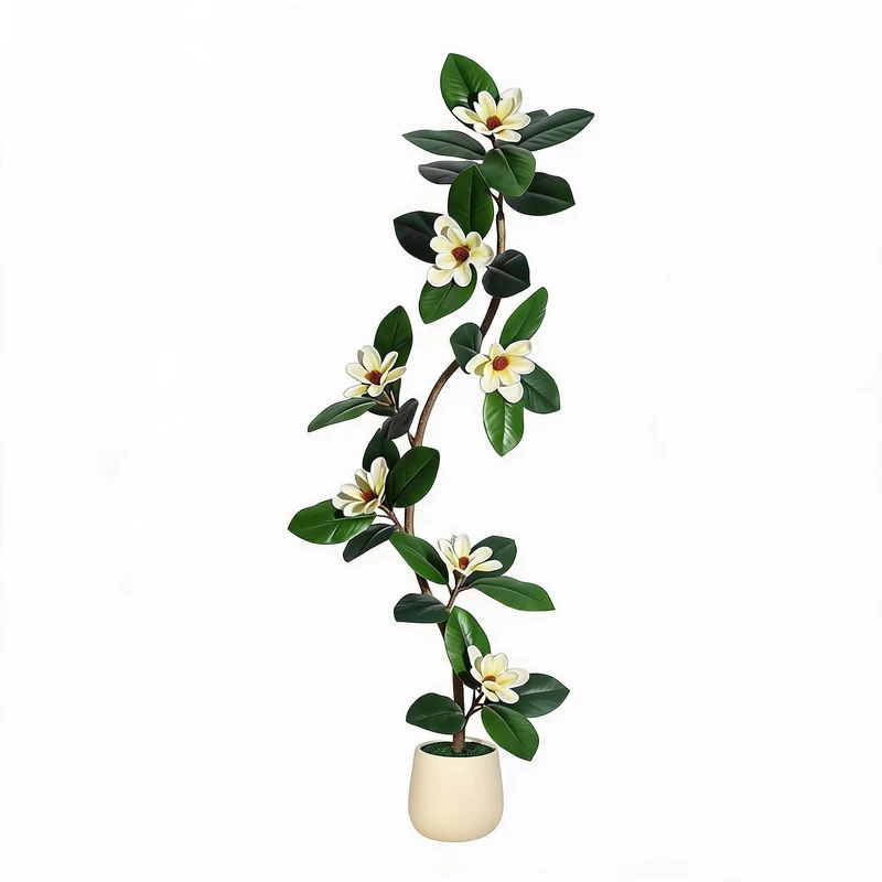 GarveeLife Artificial Plants Large 150 cm, Artificial Magnolia Tree in Planter, Artificial Plant with Magnolia Flowers, Easy Care, Artificial Plant Tree Decoration for Living Room, Office, Outdoor and