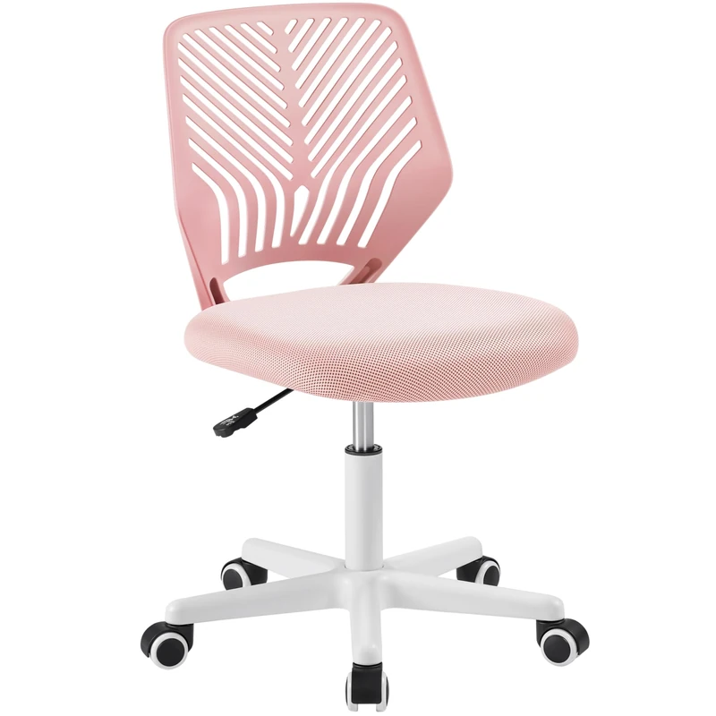 Yaheetech Armless Ergonomic Mesh Swivel Chair with Back Support，Pink