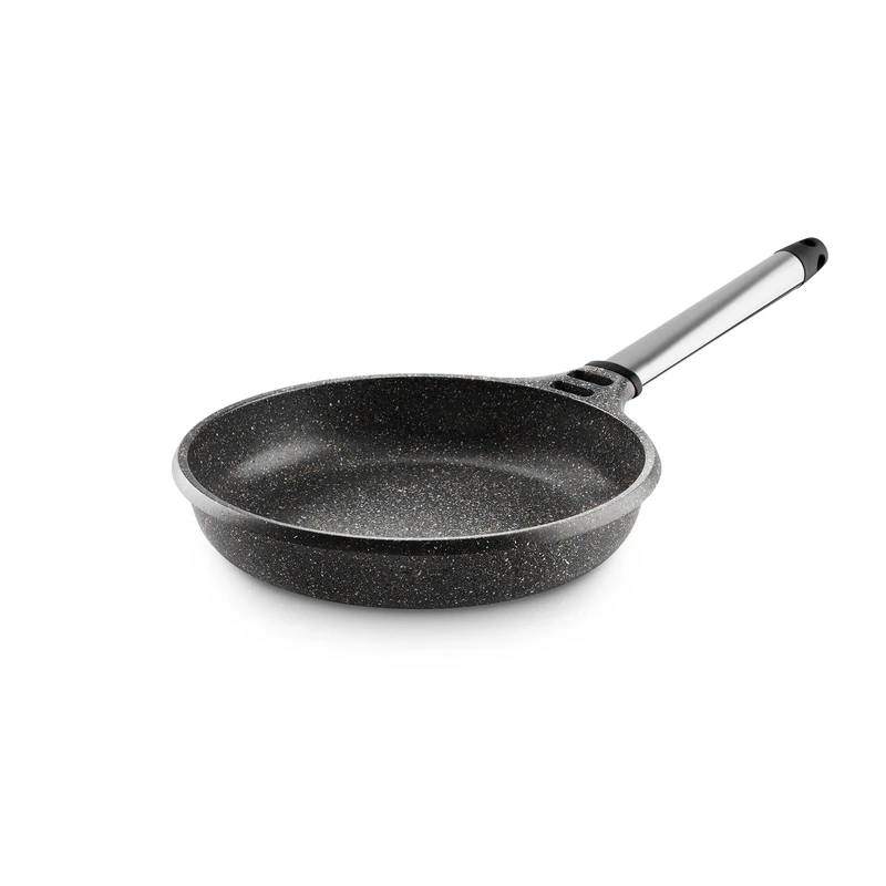 Castey - Stone Ceramic Frying Pan 28 cm, Black Finish, Detachable Stainless Steel Handle, Cast Aluminum, Non-Stick Ceramic Durion PFAS Free, Full Induction, Suitable for All Kitchens