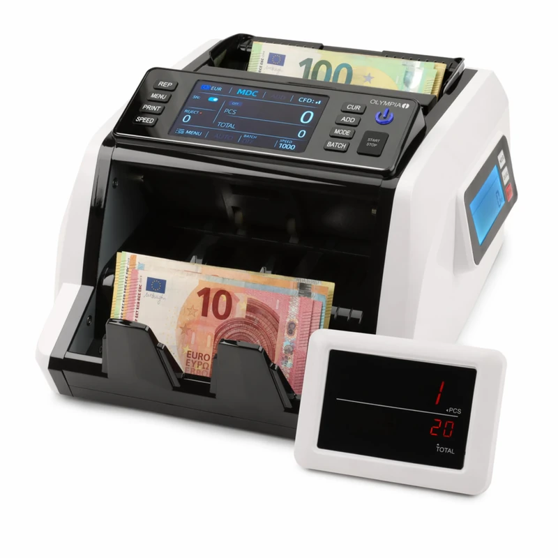 Olympia NC 580 Plus Banknote Counter, Multicurrency, Counterfeit Detection, 1,200 Notes/Min, with Customer Display - Image 1