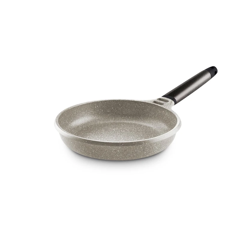 Castey - Stone Ceramic Frying Pan 28 cm, Grey Finish, Removable Anthracite Grey Handle, Cast Aluminum, Non-Stick Ceramic Durion PFAS Free, Full Induction, Suitable for All Kitchens