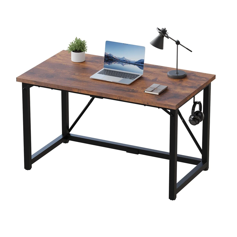 JUMMICO 120×50cm Computer Desk, Compact Home Office Writing Desk, Study Laptop Workstation for Limited Space, Quick Assembly, Metal Frame, Rustic Brown