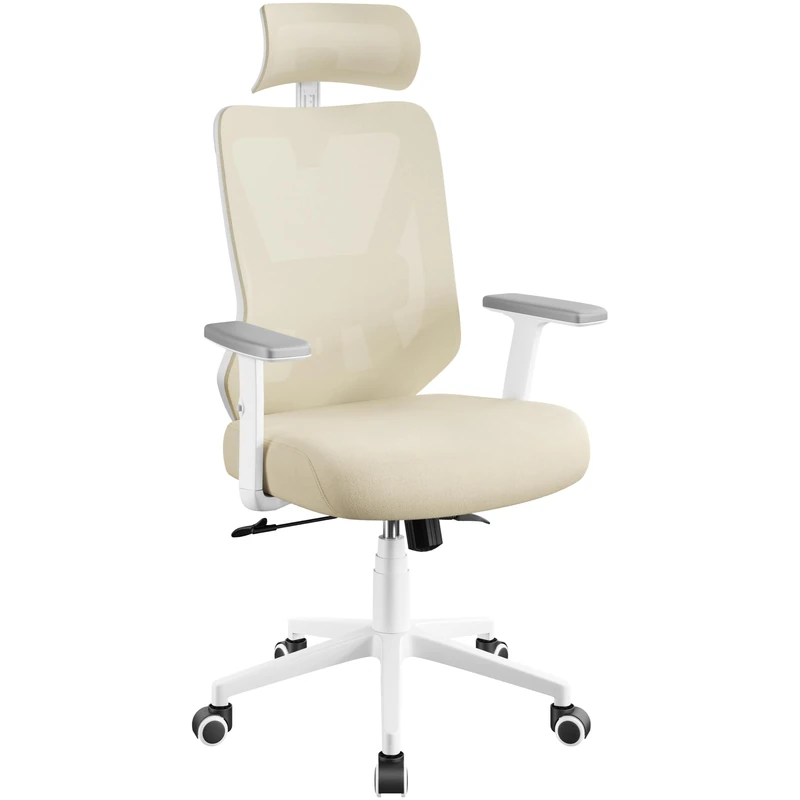 Yaheetech Ergonomic Desk Chair with Adjustable Lumbar Support Beige