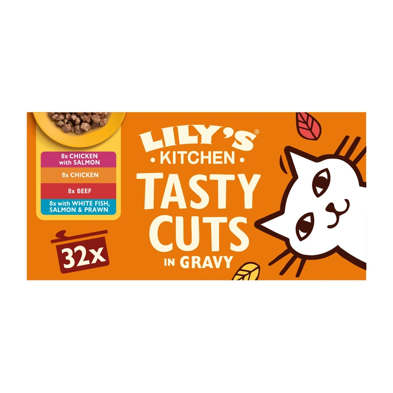 Lily’s Kitchen Shredded Fillets in Broth, Adult Cat Wet Food Multipack 32xTins (70g), Grain-free Recipe, Complete Nutrition, With Natural Ingredients, With Freshly Prepared Meat, or Fish, Cat Food
