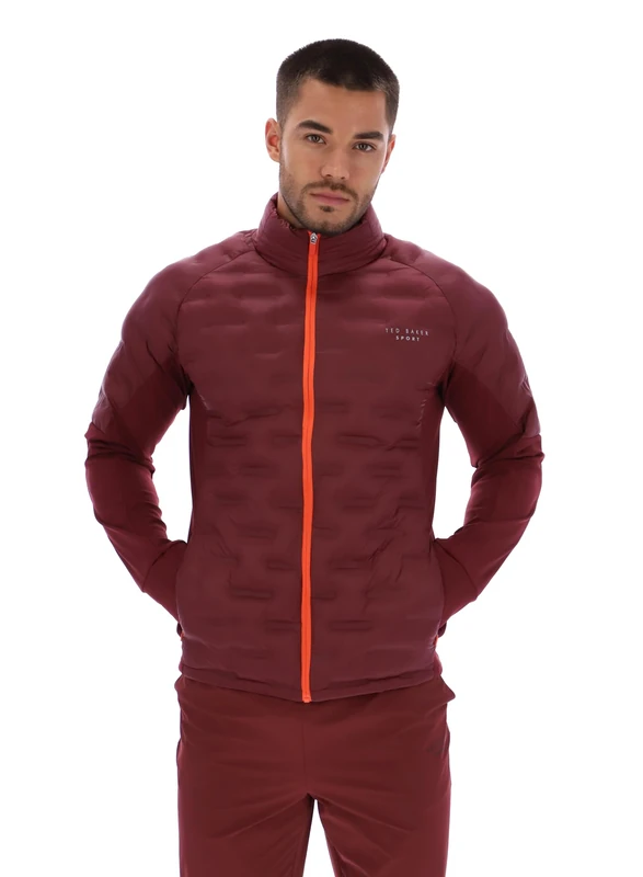 Ted Baker Sport Nathan Quilted Hybrid Jacket, Burgundy, Small - Image 1